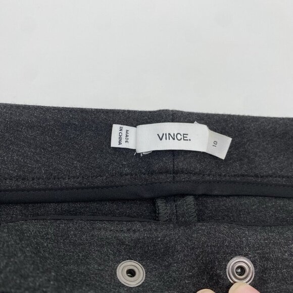 VINCE Women's Size 10 Heather Gray Ponte Knit Front Seam Pant With Zippers - Picture 3 of 12